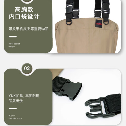 SEKOYA Luya wading pants full-body one-piece waterproof breathable half-length fishing pants for the sea and rain pants for stream fishing and outdoor