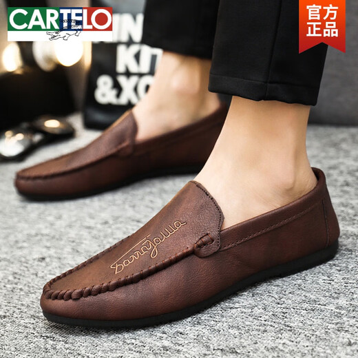 Cartelo 2025 Corée des chaussures décontractées à tendance polyvalente coréenne Houstable Chaussures pour hommes conduisant les chaussures de haricot à un pied à un pied D838 Black 41
