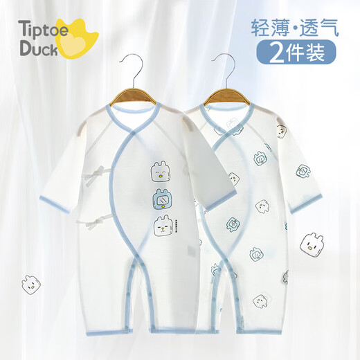 翘脚鸭（Tiptoe Duck） 婴儿衣服夏季薄款新生儿连体衣宝宝满月百天睡衣 电视兔2件 73cm