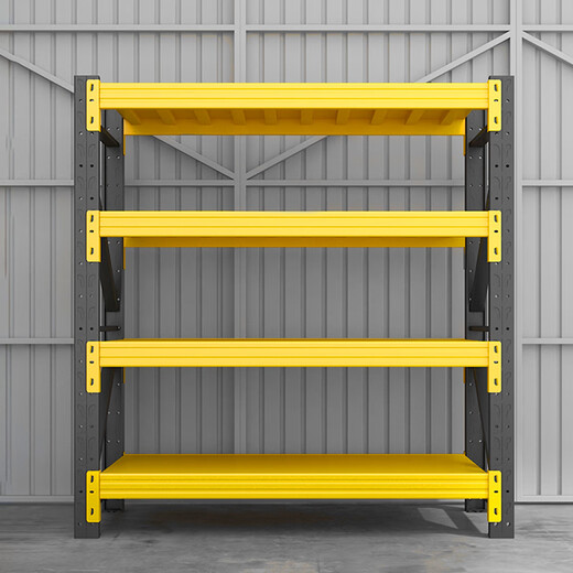 Chunxu Storage Shelf Storage Shelf Warehouse Thickened Multi-layer Storage Shelf Home Basement Display Storage Layer Shelf Black and Yellow Four-layer Main Rack [Real Load Bearing Is Not Failed] [880KG] 200*60*200 Industrial in Storage
