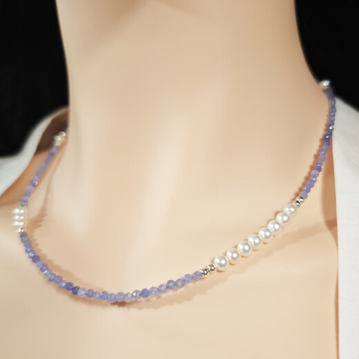 Yadige Yili S925 sterling silver natural aurora pearl tanzanite necklace multi-circle bracelet elegant and fashionable clavicle chain Yili tanzanite necklace 40cm