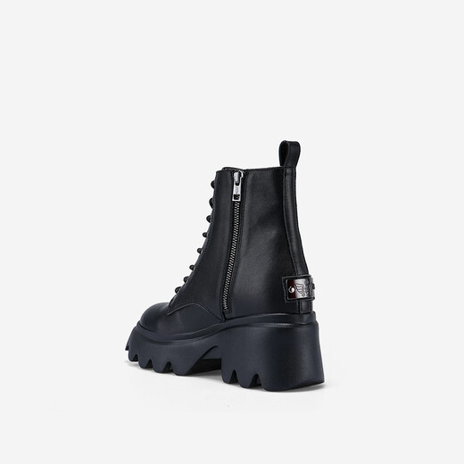 IIJIN 2024 Nouveau Sole de 9,5 cm Sole de grande hauteur Ultra-Light Simple and Polylemle Leather Boots Martin pour les femmes YF706aswo Black 36