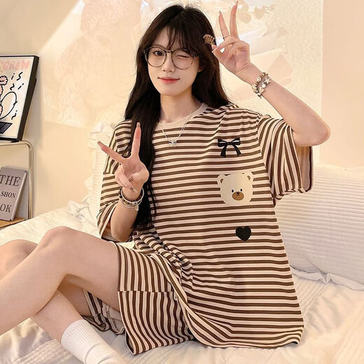 京濮飞夏季大码睡衣套装可爱卡通韩版女士家居服广州十三行 677紫库洛米 均码 5XL码【建议200-240斤】