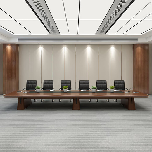 Panxi table and chair combination large conference table long table office meeting business negotiation table oval conference table solid wood leather