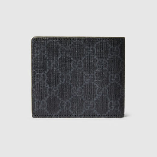 Gucci men's black classic presbyterian canvas GG wallet (with coin wallet and GG details 768244FACQC1048
