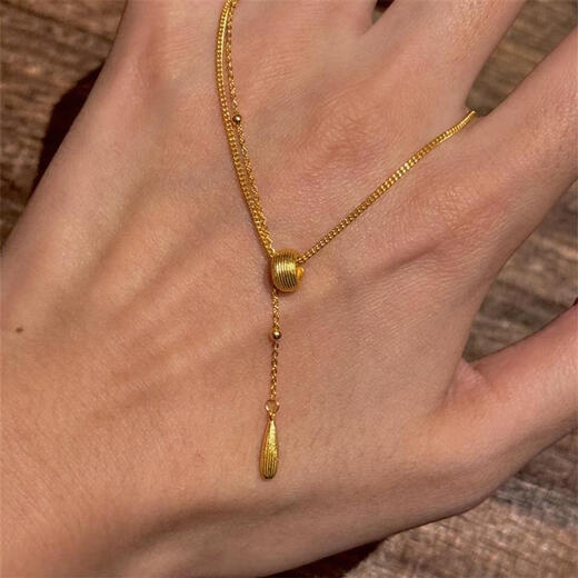 Feiyu retro French gold Rose Goddess Tears necklace for women, exquisite, fashionable and versatile high-end tassel clavicle chain pendant Rose Goddess Tears necklace