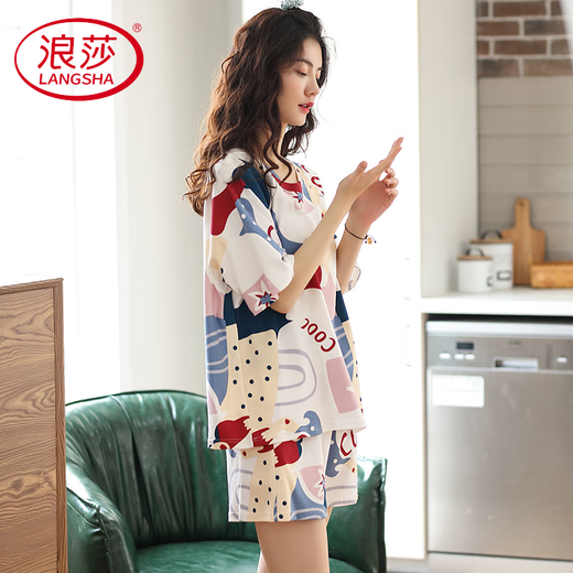 Langsha Light Luxury 2025 Pajamas ricos para mujeres en verano algodón puro pantalones cortos de manga corta algodón de algodón casual de ropa para el hogar