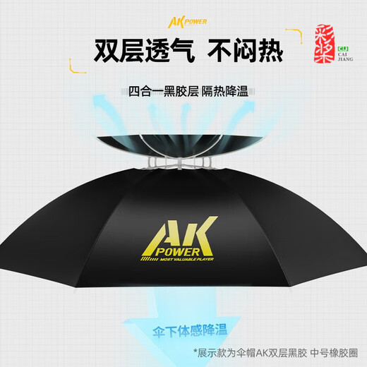 渔之源ak钓鱼伞帽头戴式雨伞防雨帽户外垂钓便携可折叠钓伞遮阳伞 12023新款双层银胶92cm(透气