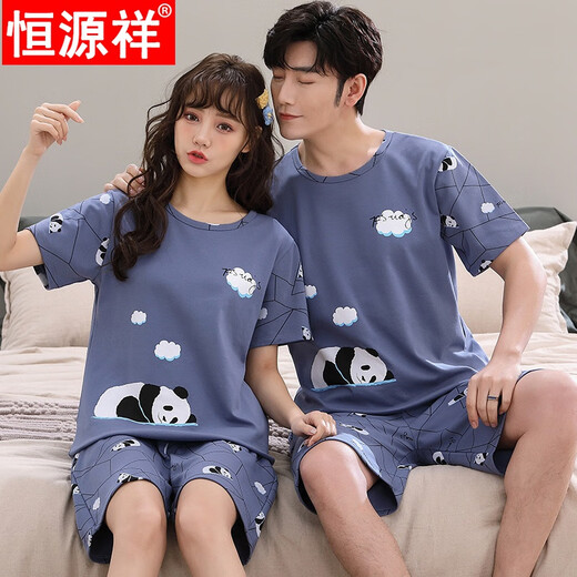 Hengyuanxiang nouveau couple pyjamas d'été coton pur coton coton short à manches à manche