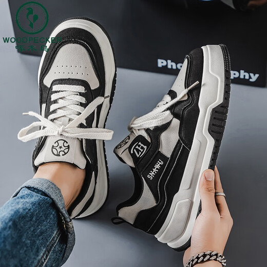 
Woodpecker men's shoes 2025 new summer breathable men's versatile casual white shoes for young people's thick sole trendy sports shoes 9910 white 42