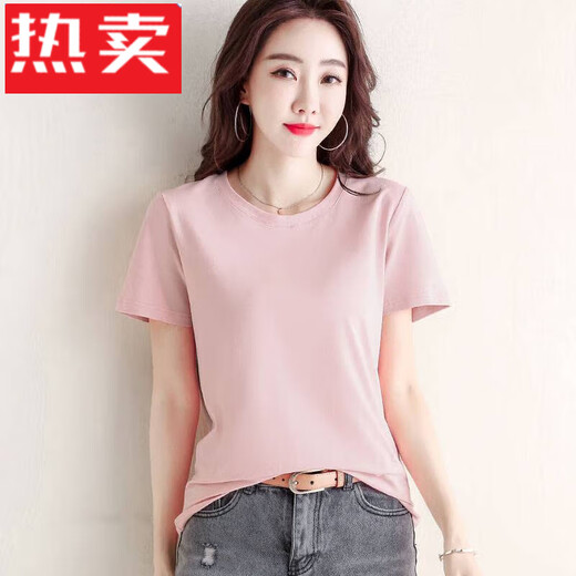 Jiaojing Cotton Cotton Forteced Fort для женщин свободно и Evergrande с твердым цветом круглой шеи черная базовая футболка пружина и осенняя одежда 6172 Black M (предлагается 80-105 Jin [Jin равняется 0,5 кг])