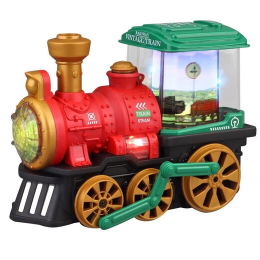 Bosile para niños Tren de vapor de vapor de vapor Modelo de locomotora de juguetes y niña de 1-3 años CAR DINOSAURA DE DINOSAURA [Versión de batería] Tren de spray eléctrico-verde