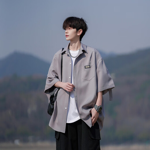 Nimmig japanisches kurzärärmiges Hemd Herren 25 Sommer Neues trendy Retro cooles atmungsaktives Hemd Großgröße Lose Casual Jacket White 2xl (150-170jin [Jin ist gleich 0,5 kg])