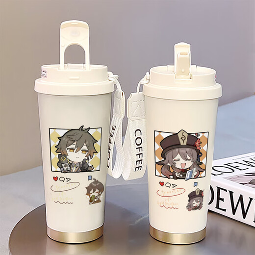 原神纳西妲吸管杯简约水杯ins高颜值学生便携316保温杯 BXAB15937万叶 食品级内胆-520ML配挂绳