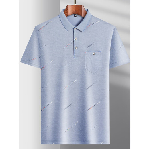 凡客诚品（VANCL）中年男士翻领短袖t恤爸爸装夏季薄款polo衫中老年冰 冰丝-9855 灰色 真口袋 M 48/165