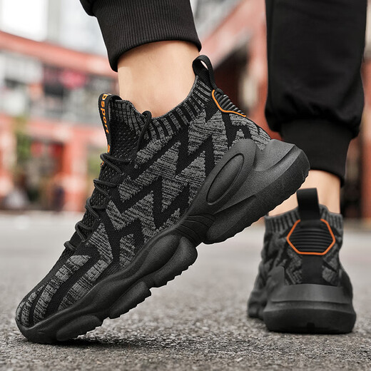 Changxiang Huili Chaussures masculines en été Nouvelles chaussures en maille mince respirante Versatiles Casual Dad Shoes Outdoor Sports Sports Chaussures Trendy pour hommes RF-AA9909 Black Grey 40