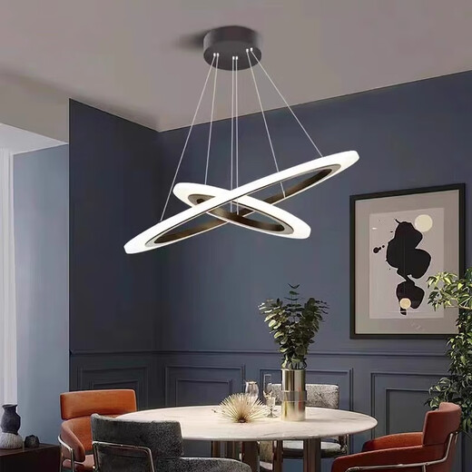 Opple Lighting Modern Simple Restaurant Lights Minimalist Creative Designer Style Star Ring Italian Living Room Chandelier Modern Simple Full Spectrum [Star Ring-4 Heads] Three-color Glossy Model MZD1585