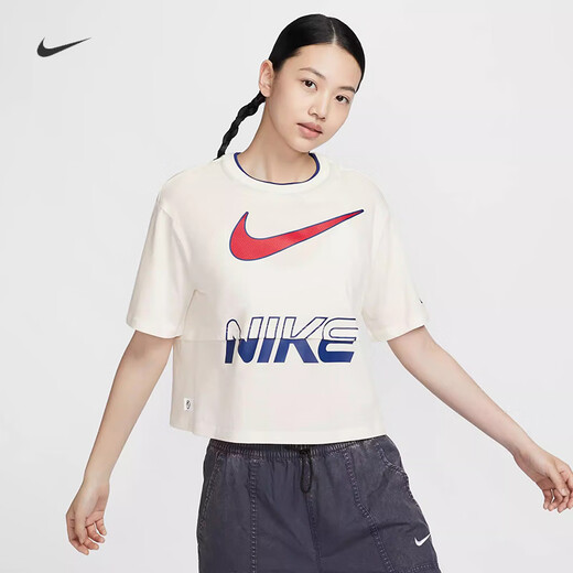 
Nike (NIKE) 2025 Spring Women's Sports Loose Casual Spliced ​​Printed Round Neck Short Sleeve T-Shirt HF6291-133-687 hf6291-133 S