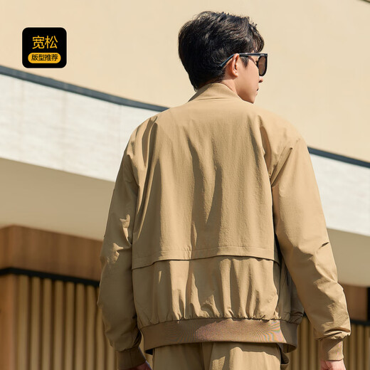 CABBEEN outdoor quick-drying fabric jacket men's retro jacket outdoor pocket design spring and autumn long-sleeved jacket khaki 35 (loose fit) L /175/50