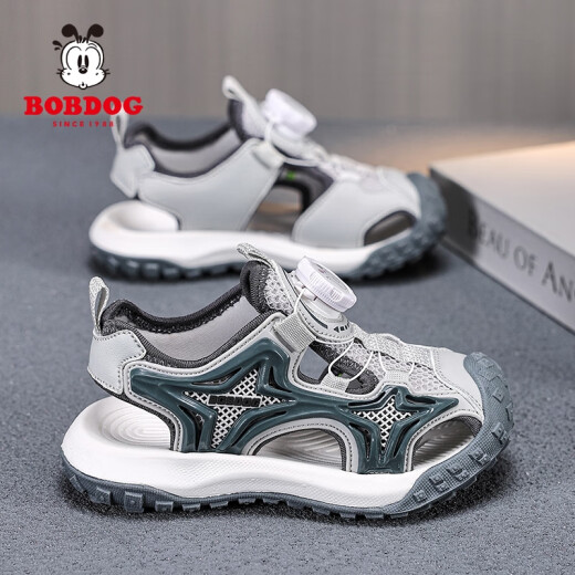 Babudou (Bobdog) Sandalias para niños Summer Baotou 2025 Nuevos zapatos de playa para niños ANTIA MEDIOS Sports Sports Cool Boys Beach Beach Beach TBD-K983 Tamaño 29 Tamaño 19.1cm Longitud interna