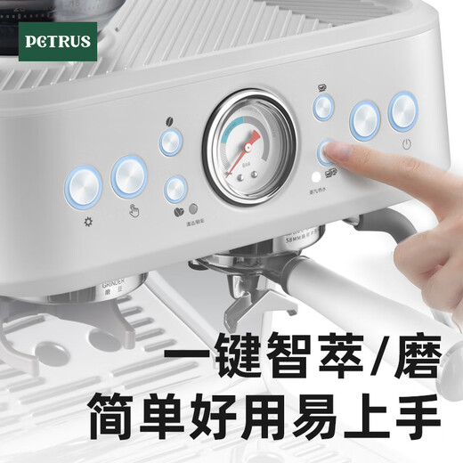柏翠（petrus）高端PE3899双锅炉意式全半自动咖啡机家用研磨一精选 星光海盐白(咨询客服有惊喜)