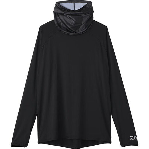 DAIWA Spring/Summer 25 DE-6025 High collar pullover/hooded zipper long-sleeved shirt cool fishing suit DE-6125 zipper hooded style black L