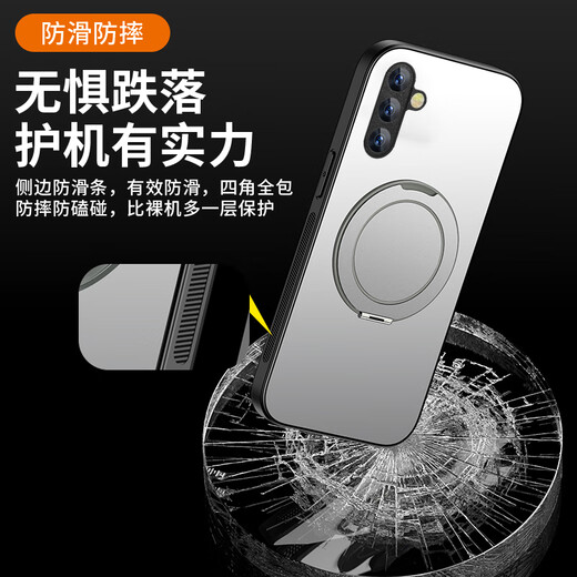 HOLDZU [unzipped version] fulcrum shell suitable for Samsung s25 mobile phone case Samsung S25 protective case magnetic suction full-pack anti-fall frosted high-end bracket for men and women new style - deep space black