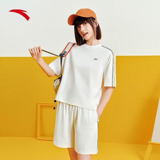 Anta Rainbow Sports Set Damens Summer Kurzarm Runde Hals Shorts Lose T-Shirt Frauen lässig Set für Frauen