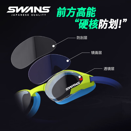 SWANS competitive swimming goggles triathlon electroplated high-definition anti-fog waterproof large field of view competition goggles for men SR81N SR81 coated orange pink + white swimming cap flat light