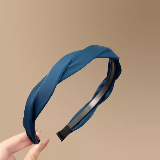 BARY REEF Haiqing blue linen braided headband, temperament, high skull headband, women's 2025 new wide-brimmed headband, royal blue