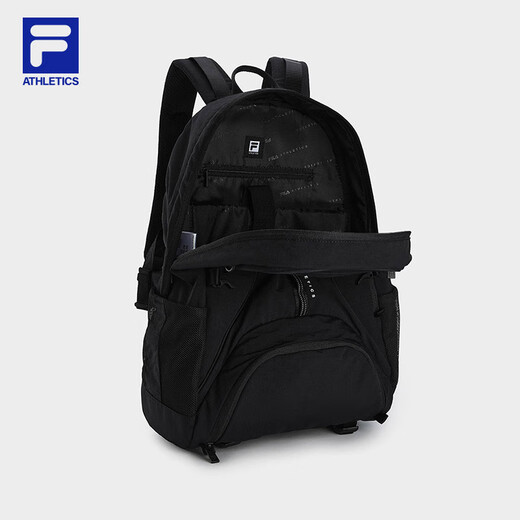 FILA【天行者】斐乐双肩包轻量内里抗菌户外包健身运动包大容量书包 正黑色-BK XS