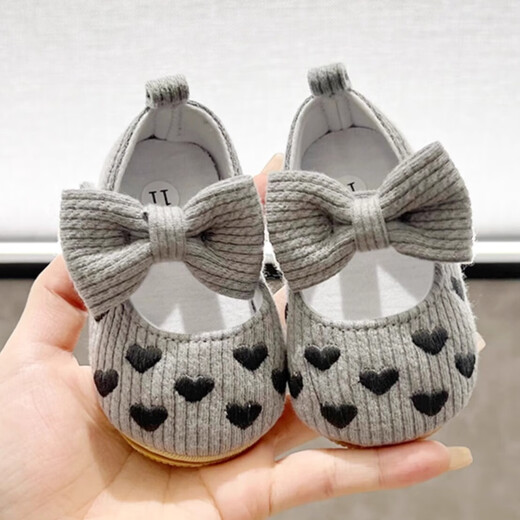 Newborn baby 0-1 year old baby girl 100-day year old with a soft bow and soft sole, no heel, toddler shoes, beige [size 12]
