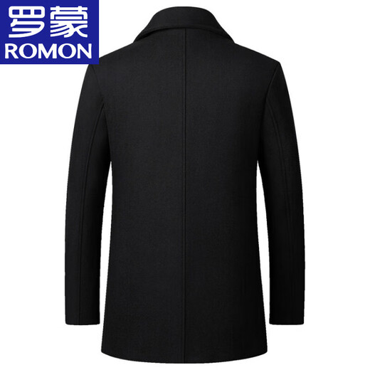 Romon High-End-Wollmantel für Herrenjacke mit mittlerem Herbst und Wintergeschäft Casual Casued Cotton Tweed Trench Coat Grau XL Referenz etwa 125-140