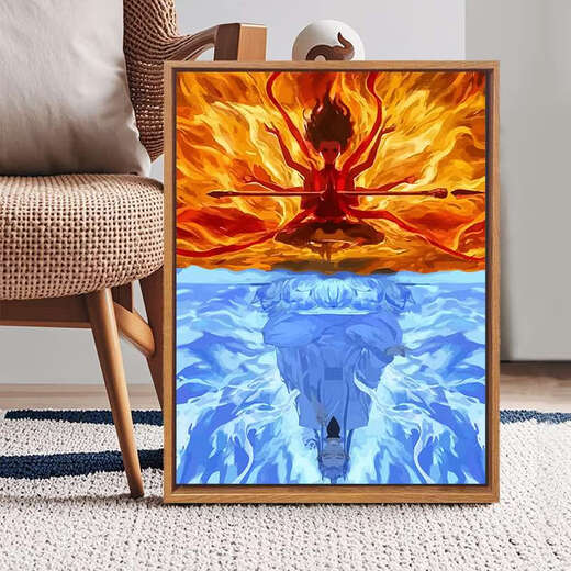 Jipindi Nezha 2: DIE DEMON KINDE VON DIGITAL DIGITAL OIL MALER DIY HAND-BALNTE GRAFFITI Cartoon Dekoration LL12173 60*80 cm verdickter innerer Rahmen + schöner äußerer Rahmen