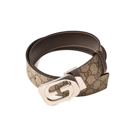 Gucci men's belt fashion double-sided cut-out men's belt [authentic] [gift] Coffee 245861 KGDHN 9767 100