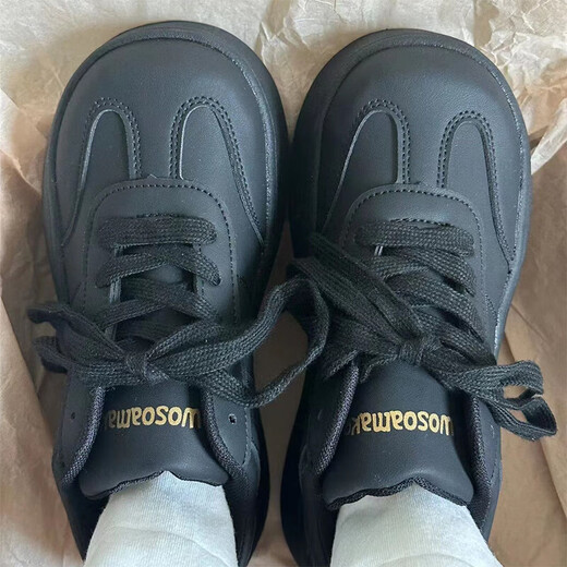 Bangboshi Brotschuhe für Frauen 2025 Herbst Neue schwarze schwarze dicke lockige board schuh schuhe sportschuhe vielseitige arbeitsschuhe trainieren schuhe schwarze dick löste schuhschuhe [4,5 cm] 36