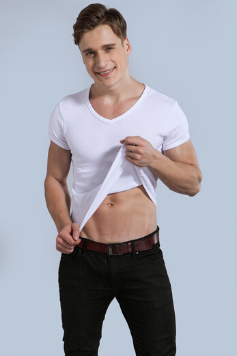 Giordano 2-piece Giordano short-sleeved T-shirt, men's 100 pure cotton base underwear, round neck men's slim-fit base shirt, round neck short-sleeved, white + white 2-piece XL, plus size 180/104A