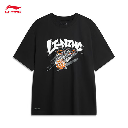 Li ning (li-ning) T-shirt à séchage rapide 丨 Anti-bactérien cool à manches courtes et femmes du même style extérieur t d'été imprimé rond de sport en vrac top [lettre logo glace sensation] Antibactérien noir 671-1 m