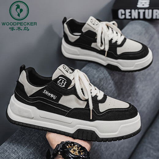 
Woodpecker men's shoes 2025 new summer breathable men's versatile casual white shoes for young people's thick sole trendy sports shoes 9910 white 42