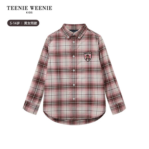 Teenie Weenie Kids 24 Autumn New Boys and Girls Retro Embroidered Classic Plaid Shirt Brown 130cm