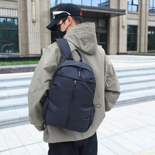 拉卡拉羊优选双肩包男简约大容量背包男士休闲多功能电脑包旅行学生书包初高中 灰色+(好里布+USB+多处加固)