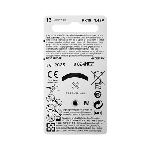 OSDA Ogolan Hörgeräte Batterie Batterie importiert Zink Air Hörgerät Batterie 10a 312a 13a 675 13a Batterie/1 Tafel 6 Kapseln