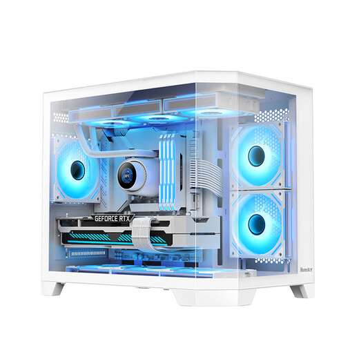 航嘉（Huntkey）S960暴风雪X冰刃版白色全景版海景房机箱（三面钢化玻璃/左右分区/360水冷/9风扇位/MATX主板）