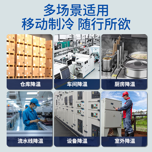 Xiwo Industrial Mobile Air Conditioner Compressor Refrigeration Fan Commercial Movable Cooling Fan High Temperature Post Computer Room Kitchen Factory Large Space Large Air Volume Integrated Large 2 Horsepower Double Pipe Hurricane New Smart Model