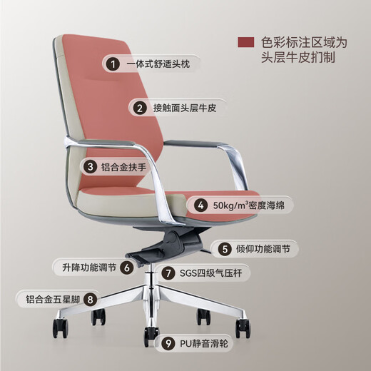 富凯办公椅真皮电脑椅会议椅办公商务座椅洽谈椅会议室椅子B1711 蓝灰色 PU皮-NDPU9708
