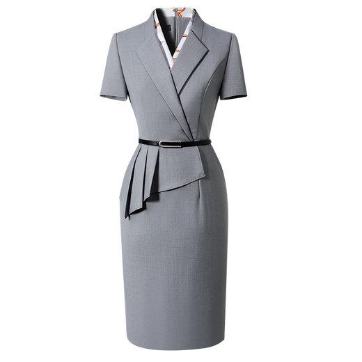 Weishipin professional dress women's summer temperament waist hotel front desk work clothes jewelry store sales department case customer service overalls navy blue short sleeves M recommended 98-107 Jin Jin equals 0.5 kg