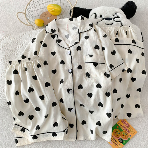 Ziweiqi lindo crayón pijama de algodón shin-yun para mujeres cardigan de verano dibujos animados de ropa para el hogar