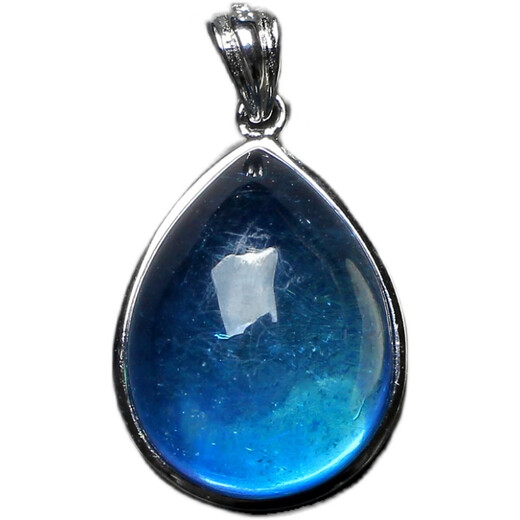 An Xuan Hai Sapphire Pendant Brazilian Water Drop Dark Blue Green Gemstone Necklace for Women Black No. 654