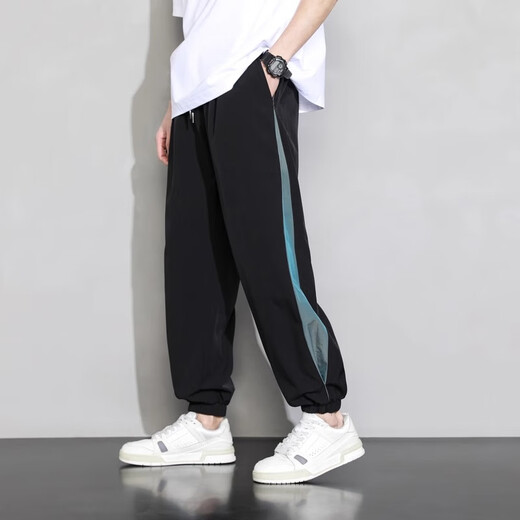 真维斯（Jeanswest）冰丝裤子男宽松束脚运动裤潮牌男裤夏季薄款青少年卫裤男士休闲裤 JBB-K2230灰+JBB-K2230黑 XL 120-130斤