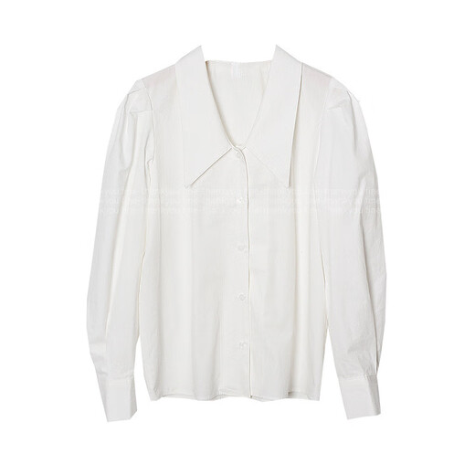 Plain brocade long-sleeved white shirt women's white shirt spring and summer high-end professional formal interview student commuter style white shirt lapel long-sleeved shirt white M recommended weight 95-110Jin Jin equals 0.5 kg